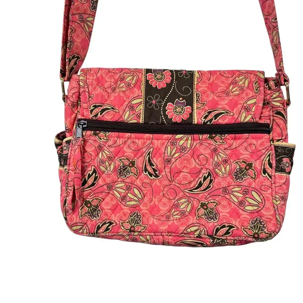 MaggiB Coral Floral Quilted Crossbody Shoulder Bag Purse